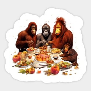 Orangutan Family Thanksgiving Sticker